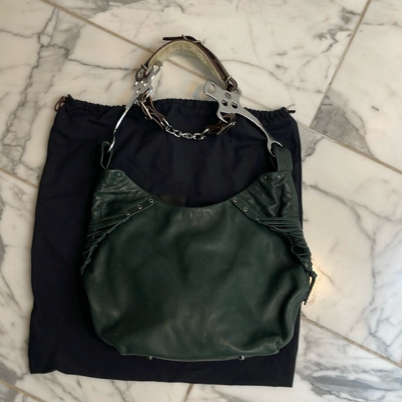 Horse and Nail Handbags - Horse and Nail handbag green silver and brown leather hobo style